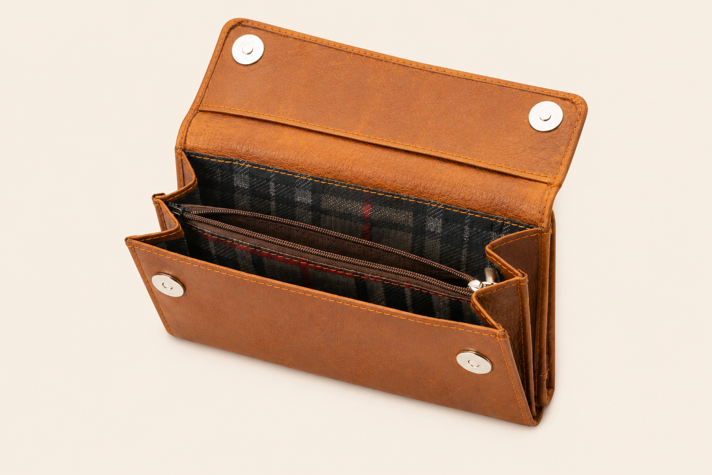 Classic Bifold Organizer Wallet - Cognac Distressed Leather