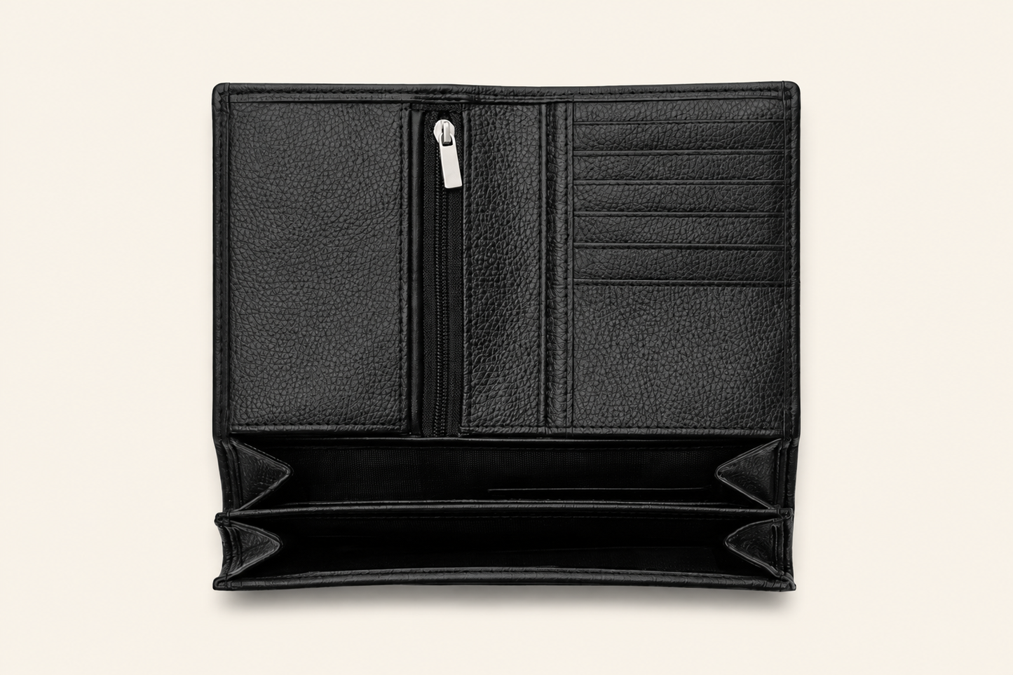 Classic Black Pebbled Leather Bifold Wallet