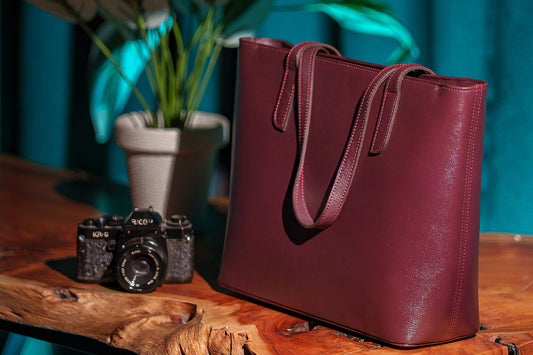 Royale Burgundy Leather Tote