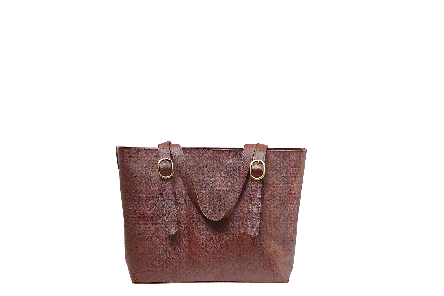 Chocolate Saffiano Buckle Tote