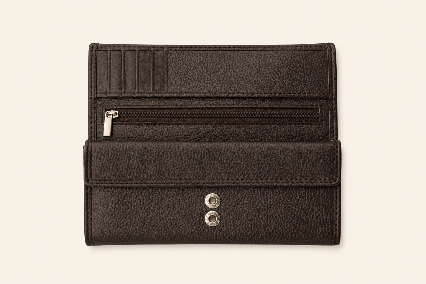 Luxury Pebbled Dark Brown Leather Wallet