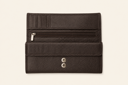 Luxury Pebbled Dark Brown Leather Wallet