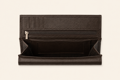 Luxury Pebbled Dark Brown Leather Wallet