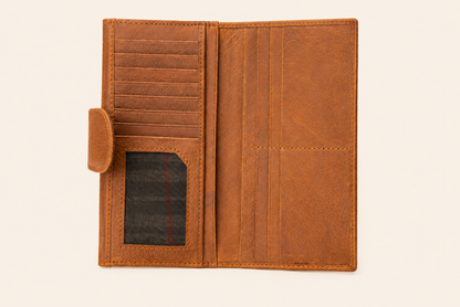Classic Bifold Organizer Wallet - Cognac Distressed Leather