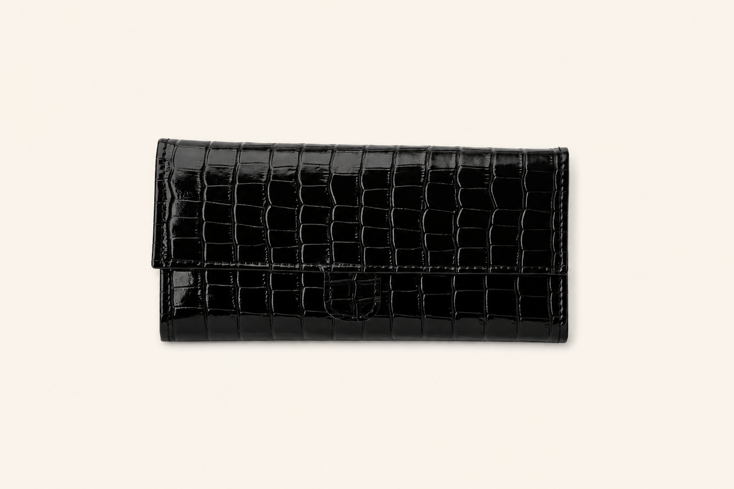 Black Shine Croc Organizer Wallet