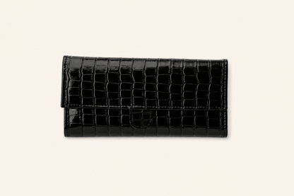 Black Shine Croc Organizer Wallet