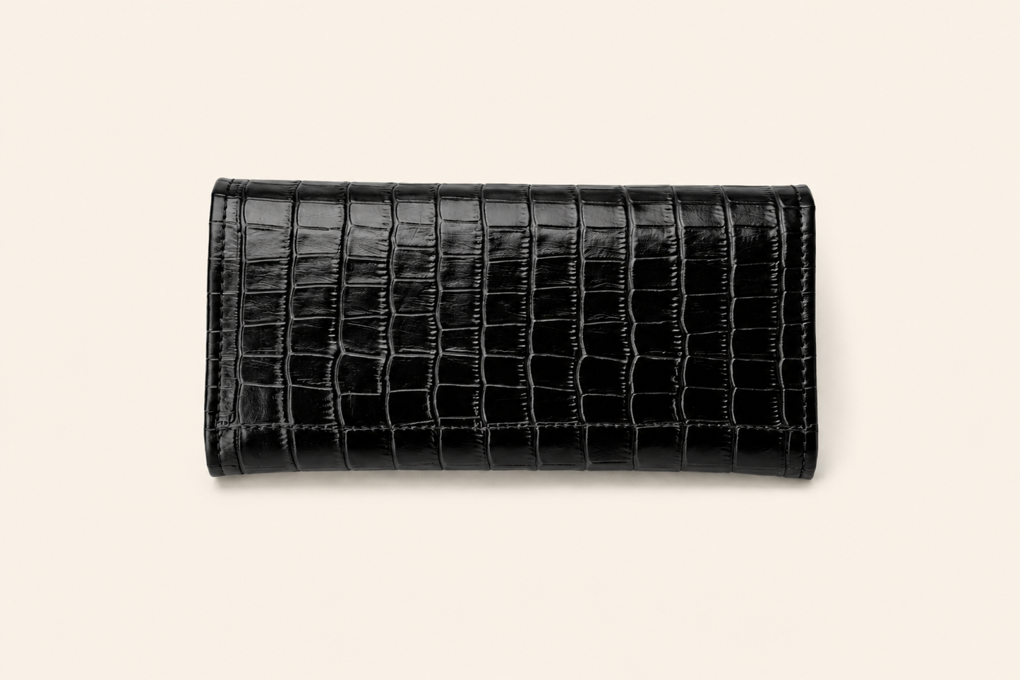 Black Shine Croc Organizer Wallet