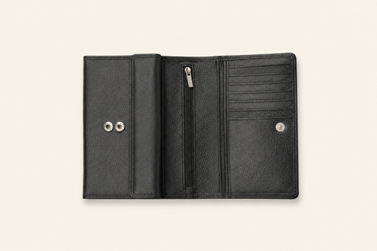 Classic Black Pebbled Leather Bifold Wallet