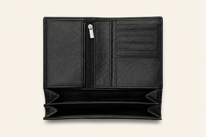 Classic Black Pebbled Leather Bifold Wallet