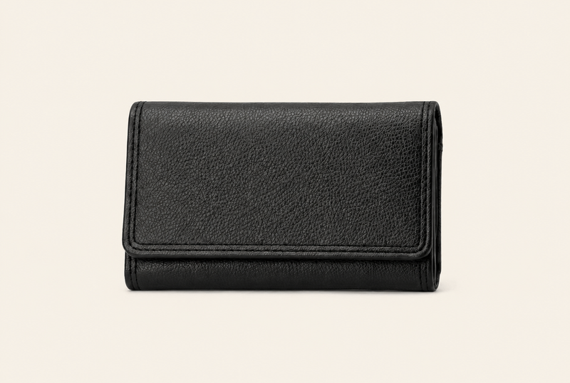 Classic Black Pebbled Leather Bifold Wallet