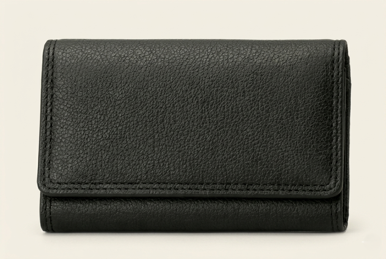 Classic Black Pebbled Leather Bifold Wallet