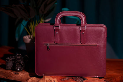 Royale Burgundy Leather Briefcase & Laptop Bag