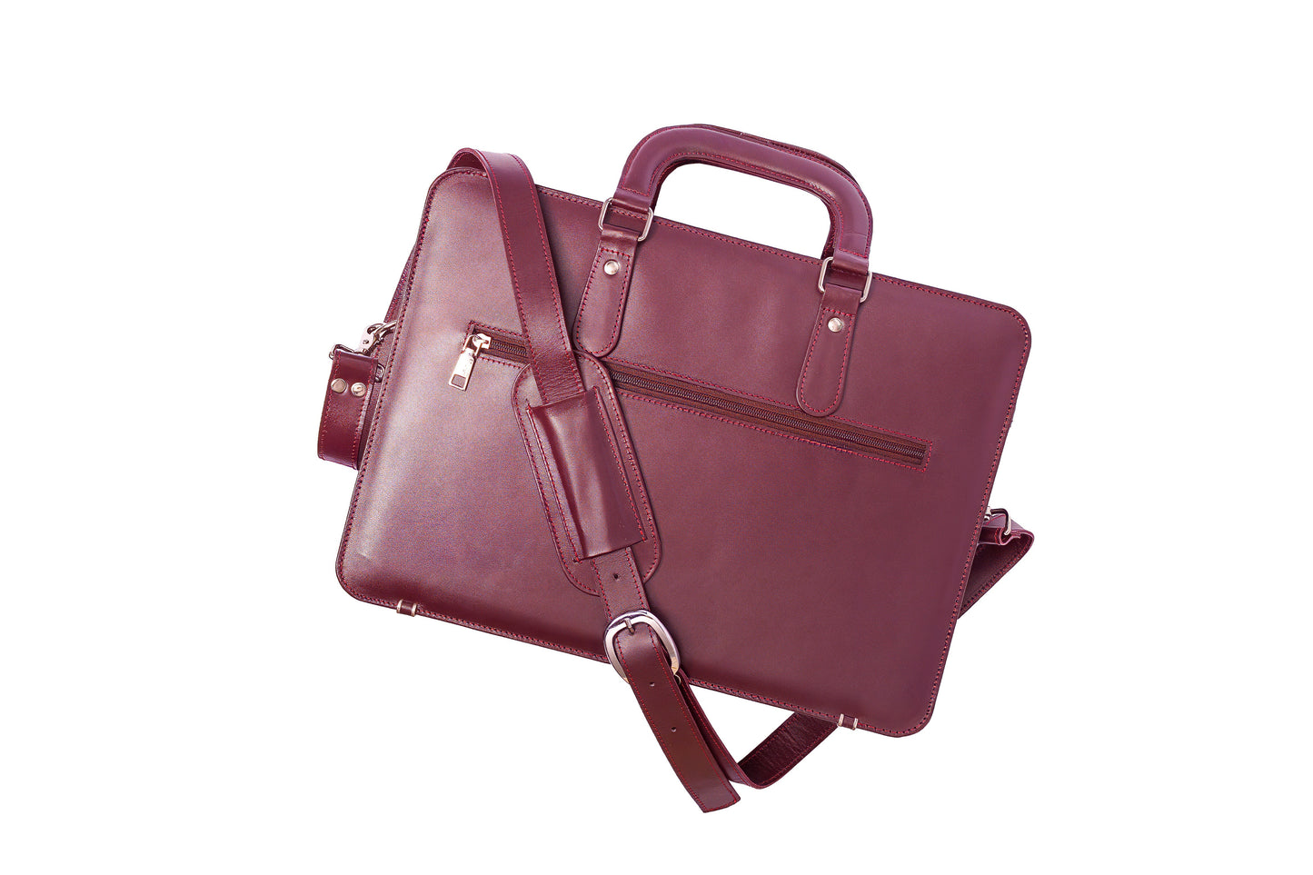 Royale Burgundy Leather Briefcase & Laptop Bag