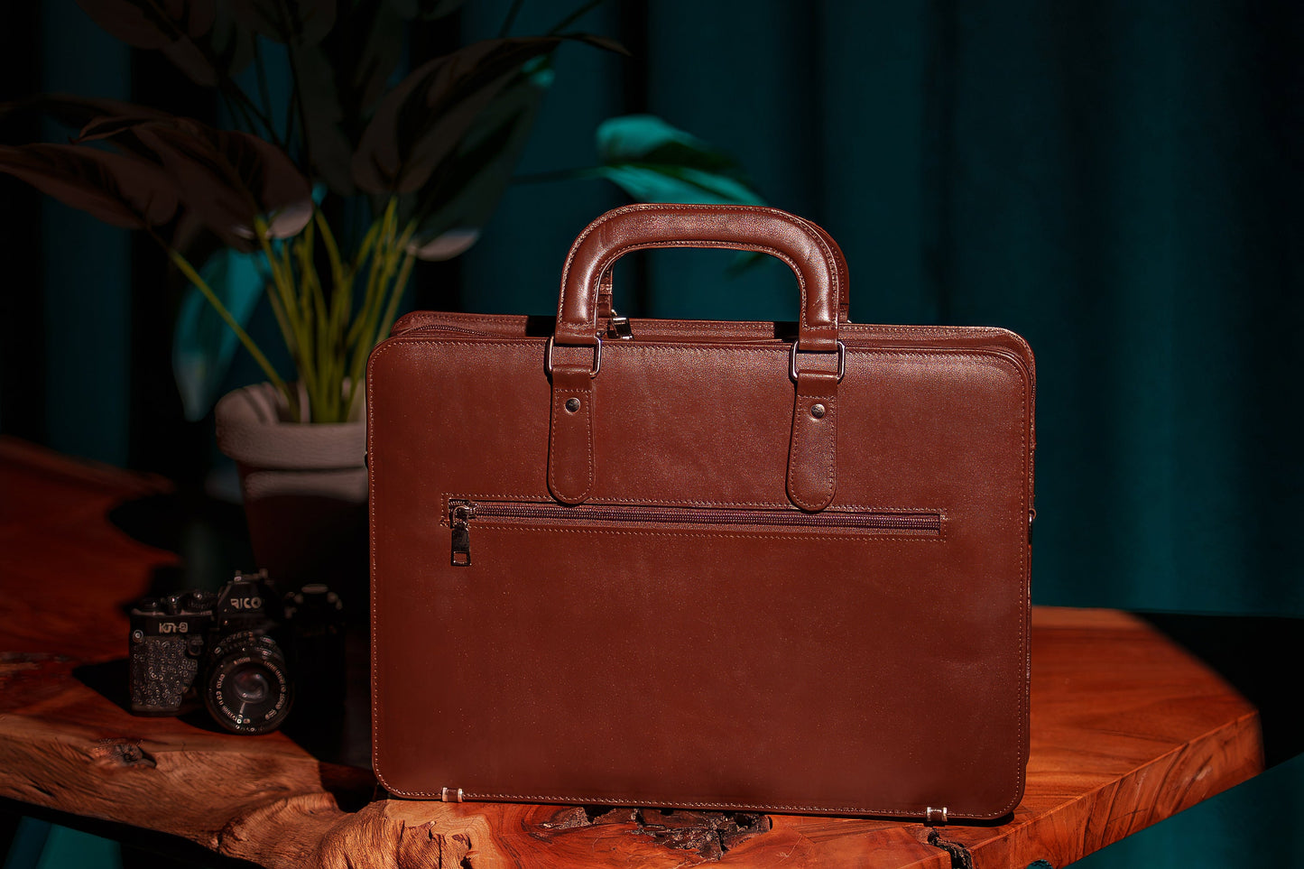 Chestnut Leather Briefcase & Laptop Bag