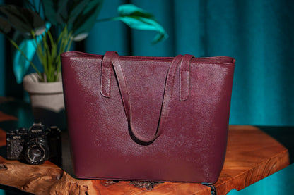 Royale Burgundy Leather Tote