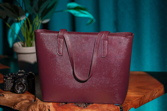 Royale Burgundy Leather Tote