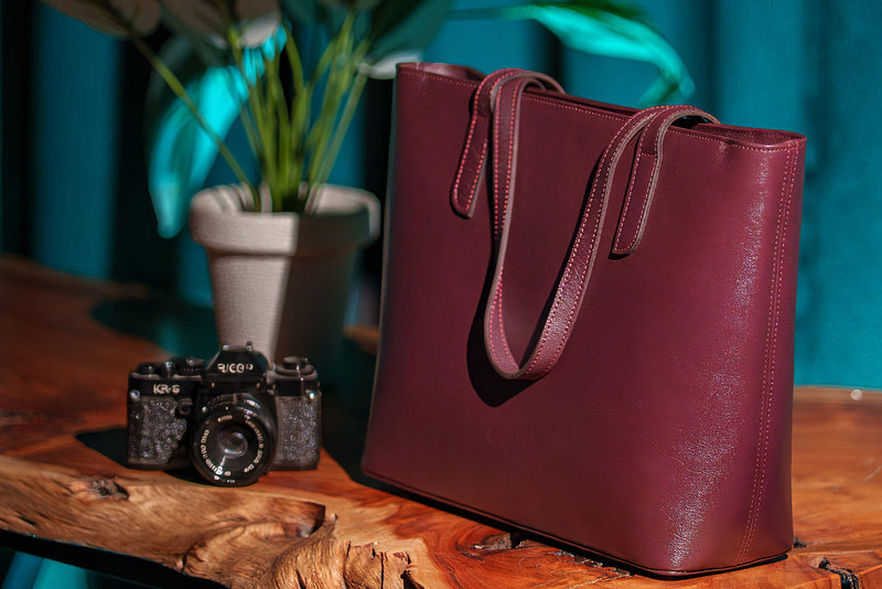 Royale Burgundy Leather Tote