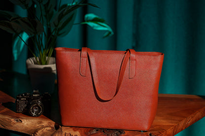 Cognac Luxe Leather Tote