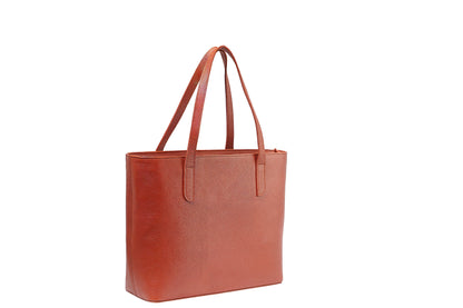 Cognac Luxe Leather Tote