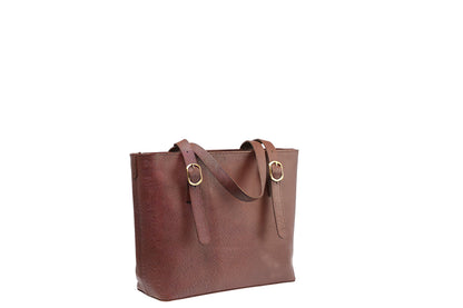Chocolate Saffiano Buckle Tote