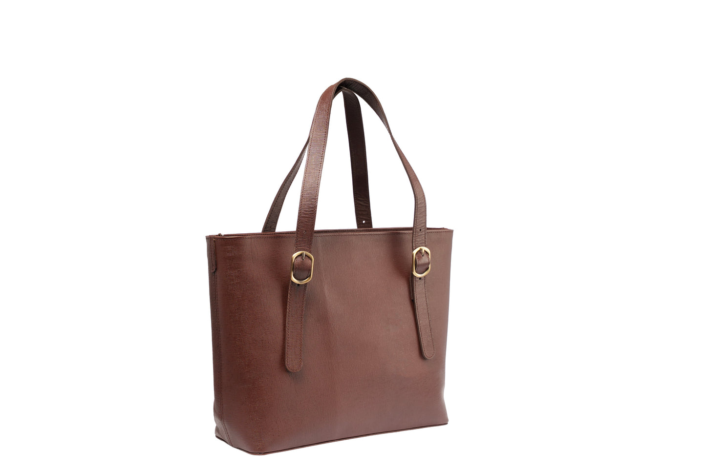 Chocolate Saffiano Buckle Tote