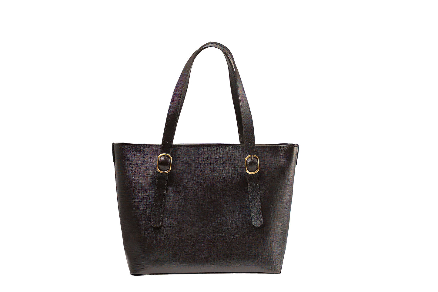 Onyx Black Saffiano Buckle Tote