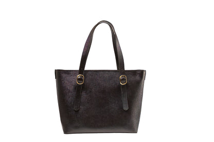 Onyx Black Saffiano Buckle Tote