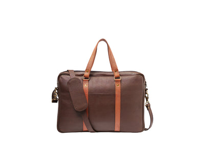 Dual-Tone Cocoa Leather Messenger Bag