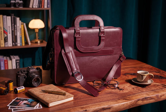 Royale Burgundy Leather Briefcase & Laptop Bag